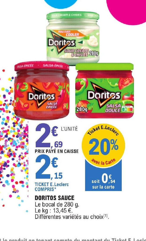 Promo DORITOS SAUCE chez E.Leclerc