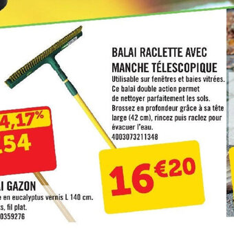 E.Leclerc BALAI RACLETTE AVEC MANCHE TÉLESCOPIQUE offre