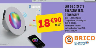 E.Leclerc LOT DE 3 SPOTS ENCASTRABLES CONNECTÉS offre