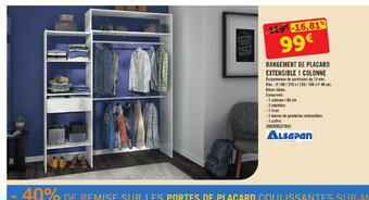 E.Leclerc RANGEMENT DE PLACARD EXTENSIBLE 1 COLONNE offre