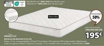 JYSK MATELAS EN MOUSSE PLUS F40 offre