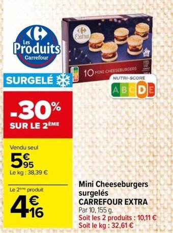 Carrefour City Mini Cheeseburgers surgelés CARREFOUR EXTRA offre