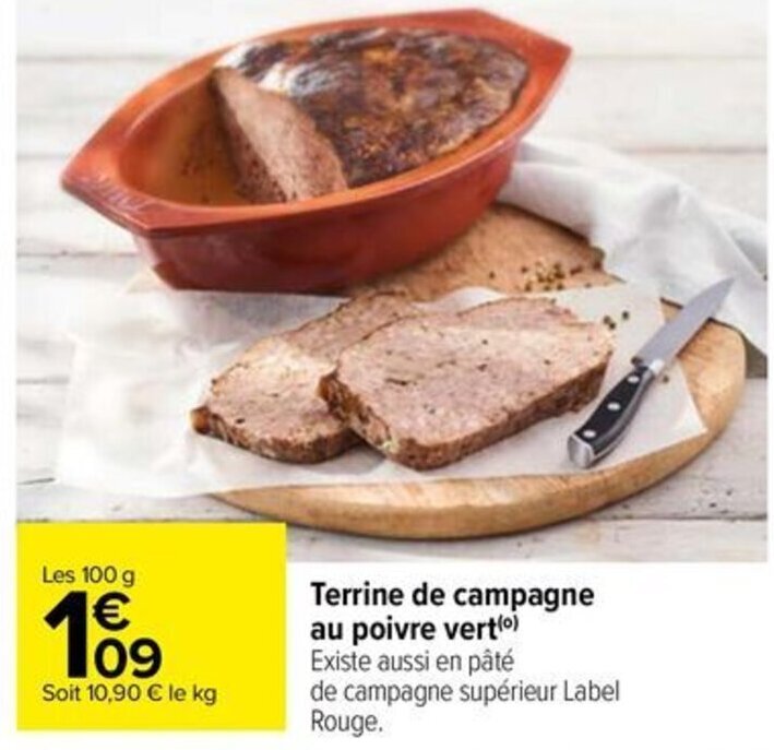 Promo Terrine de campagne au poivre vert(⁰) chez Carrefour Drive