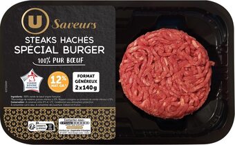 U Express Steak haché pur boeuf spécial burger 12% mg u saveurs offre