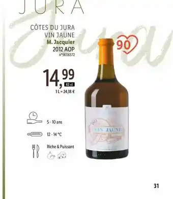 Lidl Côtes Du Jura Vin Jaune M. Jacquier 2012 Aop offre