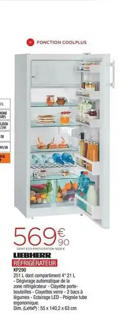 Extra Liebherr Réfrigérateur Kp290 offre