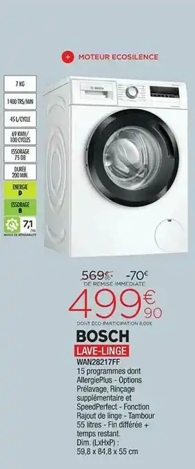 Extra Bosch Lave-linge Wan28217ff offre