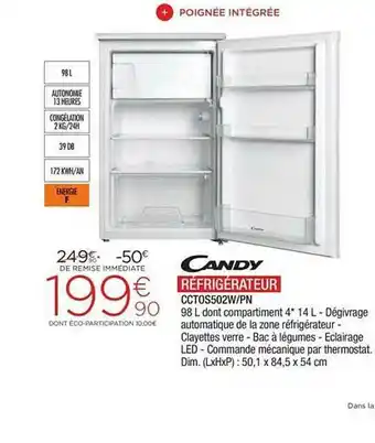 Candy Réfrigérateur Cct0s502w Pn