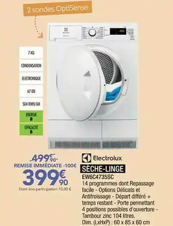 Proxi Confort Electrolux Sèche-linge Ew6c4735sc offre