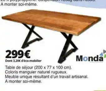 KREABEL Table De Séjour Monda offre