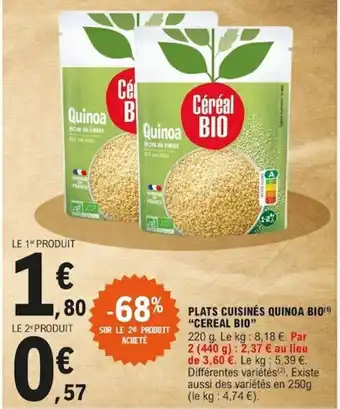 Plats Cuisinès Quinoa Bio