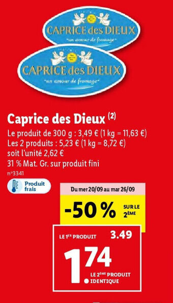 Lidl Caprice des Dieux (²) offre