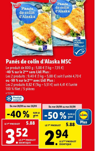 Lidl Panés de colin d'Alaska offre