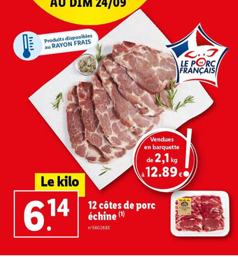 Lidl échine (¹) 12 côtes de porc offre