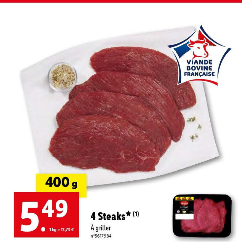 Promo 4 Steaks (1) chez Lidl