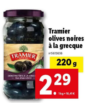 Lidl Tramier olives noires à la grecque offre