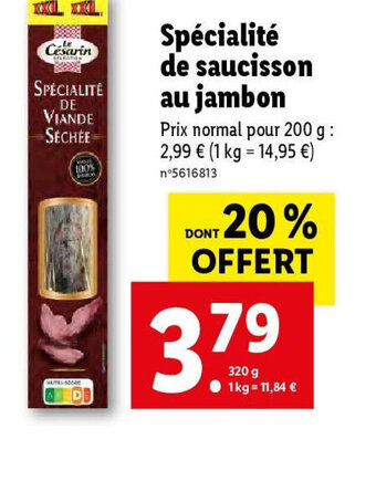Lidl Spécialité de saucisson offre