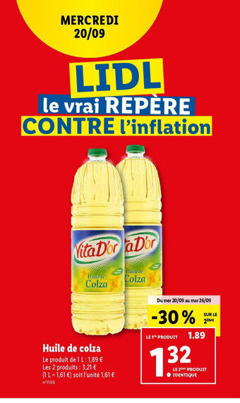 Lidl Huile de Colza offre
