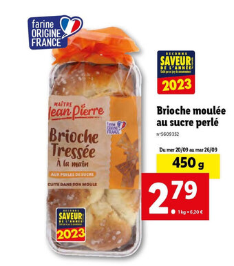 Lidl Brioche moulée au sucre perlé offre