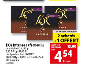 Lidl L'Or Intense café moulu offre