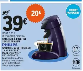 E.Leclerc Cafetière A Dosettes offre