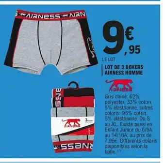 E.Leclerc Lot De 3 Boxers Airness Homme offre