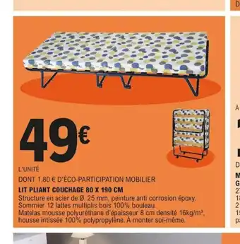 E.Leclerc Lit Pliant Couchage offre