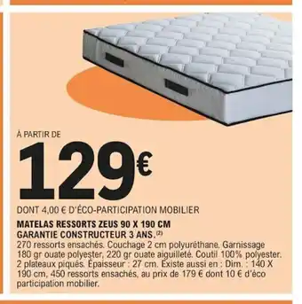 Matelas Ressorts Zeus