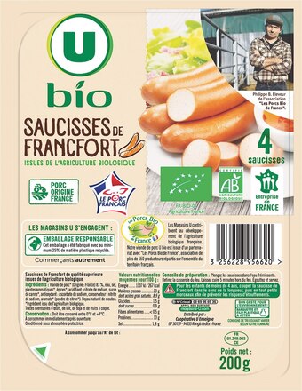 Hyper U Saucisses de francfort u bio offre