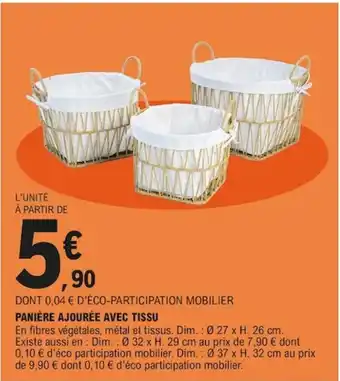 Paniere ajourée avec Tissu