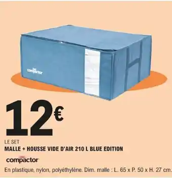 E.Leclerc Malle + housse vide d'air 210 L Blue Edition offre