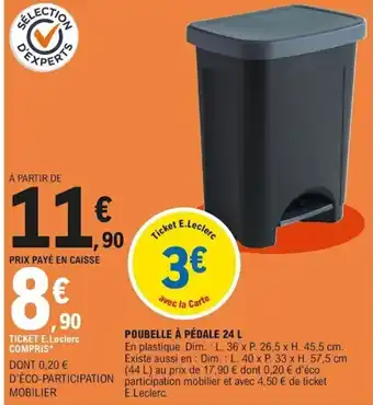 E.Leclerc Poubelle à Pedale 24 L offre