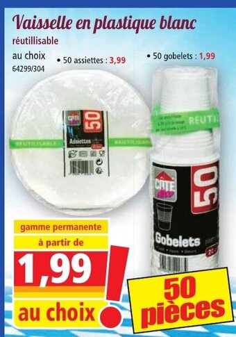Norma Vaisselle en plastique blanc offre