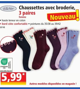 Norma Chaussettes avec broderie, 3 paires offre