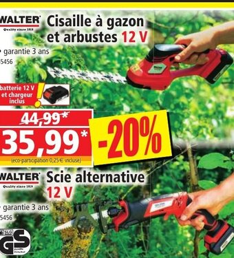 Norma WALTER Cisaille à gazon et arbustes 12 V offre