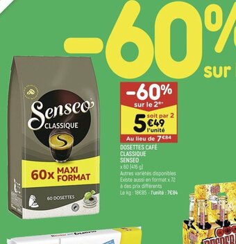 Leader Price DOSETTES CAFÉ CLASSIQUE SENSEO offre