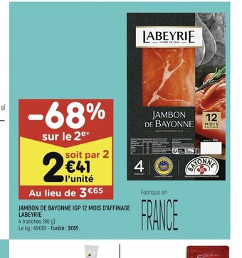 Leader Price JAMBON DE BAYONNE IGP 12 MOIS D'AFFINAGE offre