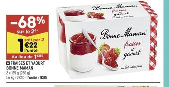 Leader Price A FRAISES ET YAOURT BONNE MAMAN offre