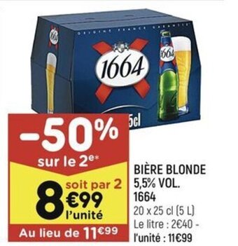 BIÈRE BLONDE soit par 2 5,5% VOL.