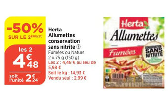 Maximarché Herta Allumettes conservation sans nitrite (B) offre