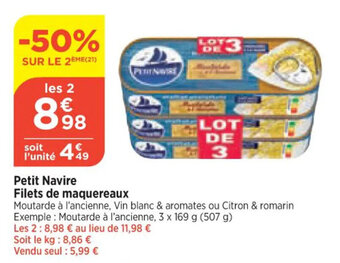 Maximarché Petit Navire Filets de maquereaux offre