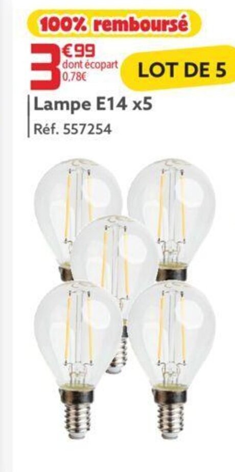 Promo Lampe E14 x5 chez Gifi