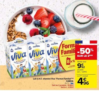 Carrefour Drive Lait U.H.T. vitaminé Viva "Format Familial"(m) CANDIA offre