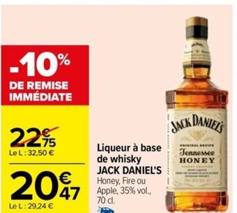 Carrefour Drive Liqueur à base de whisky JACK DANIEL'S offre