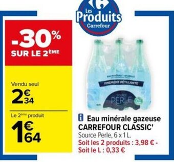 Carrefour Drive Eau minérale gazeuse CARREFOUR CLASSIC' offre