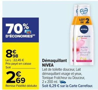 Carrefour Drive Démaquillant NIVEA offre