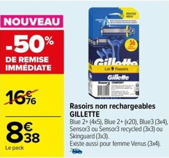 Carrefour Drive Rasoirs non rechargeables GILLETTE offre