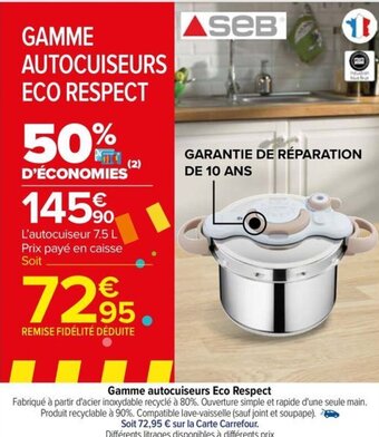 Carrefour Drive Gamme autocuiseurs Eco Respect offre