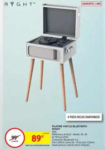 Intermarché Platine vinyle bluetooth ryght offre