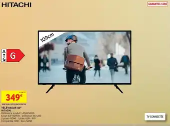 Téléviseur 43" hitachi